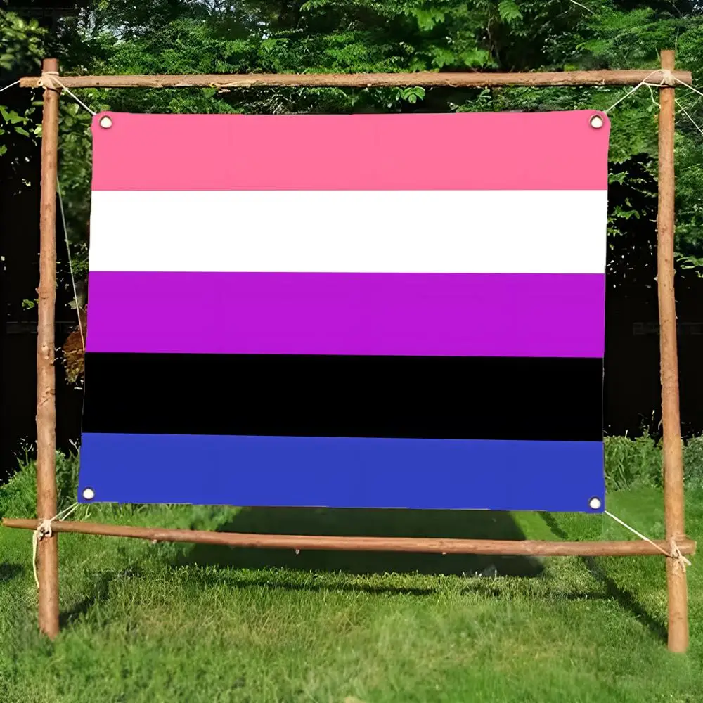 LGBTQ Genderfluid Pride Flags Daily four ring borderless design indoor outdoor decor easy hang install