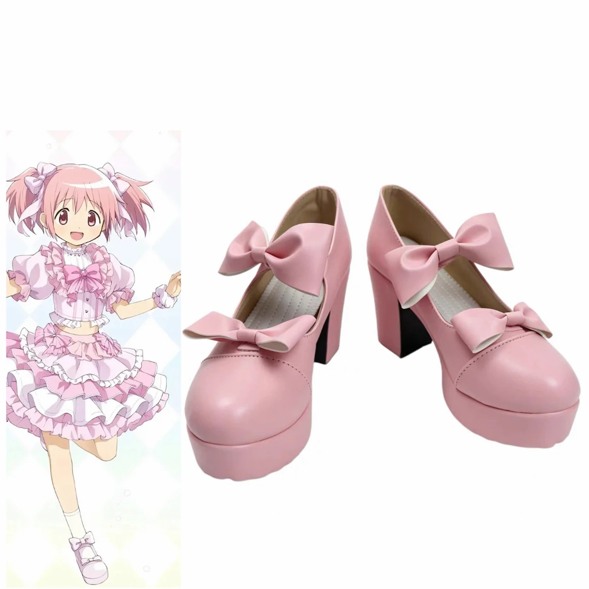 Kaname Madoka Pink singing Cosplay Shoes Anime Puella Magi Madoka Magica Woman Halloween Party