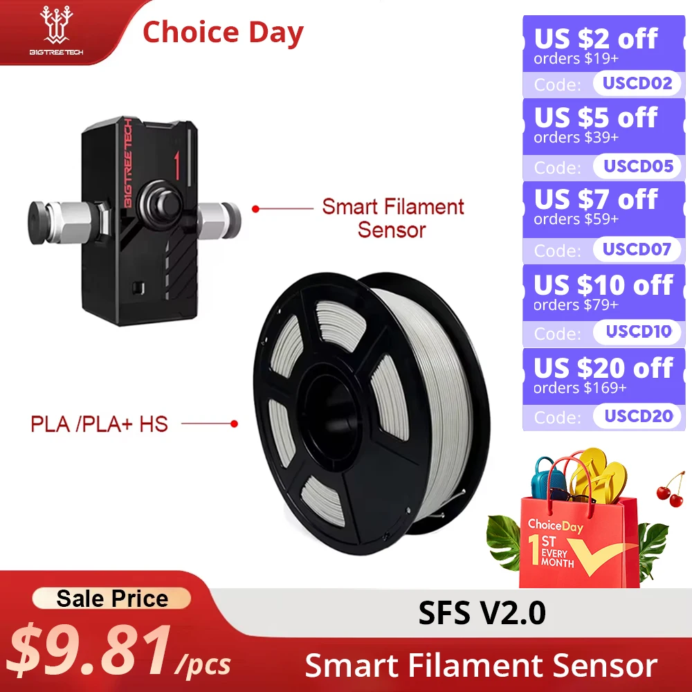 Модуль обнаружения разрыва интеллектуального датчика нити BIGTREETECH SFS V2.0 с PLA Plus для 3D-принтеров Ender 3 Voron V2.4 FDM, детали