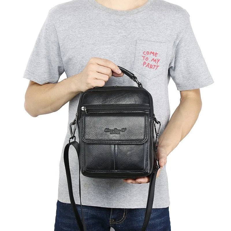 Imagem -04 - Bolsa de Ombro Única de Couro Genuíno para Homens Messenger Mini Bags Caixa do Telefone Móvel Sling Cross Body Pack Bolsa Bolsala