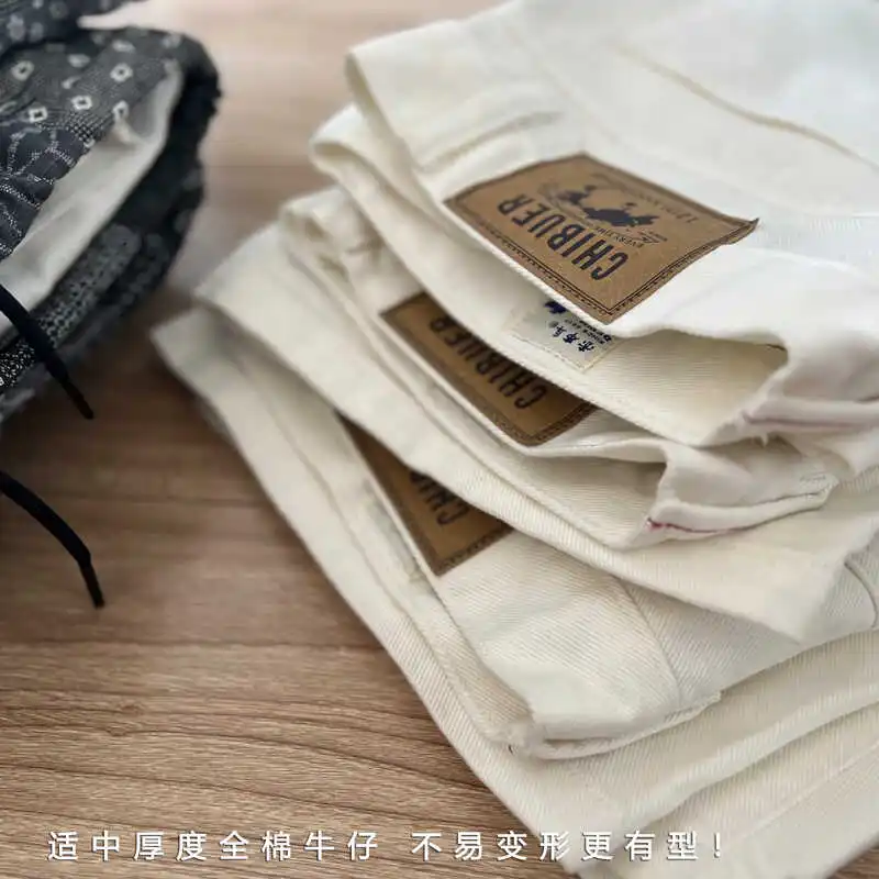 100% Cotton Vintage White Washed Denim Shorts for Men Summer Casual Fit Straight Half Jeans 24ss Y2k Youth Male High Quality