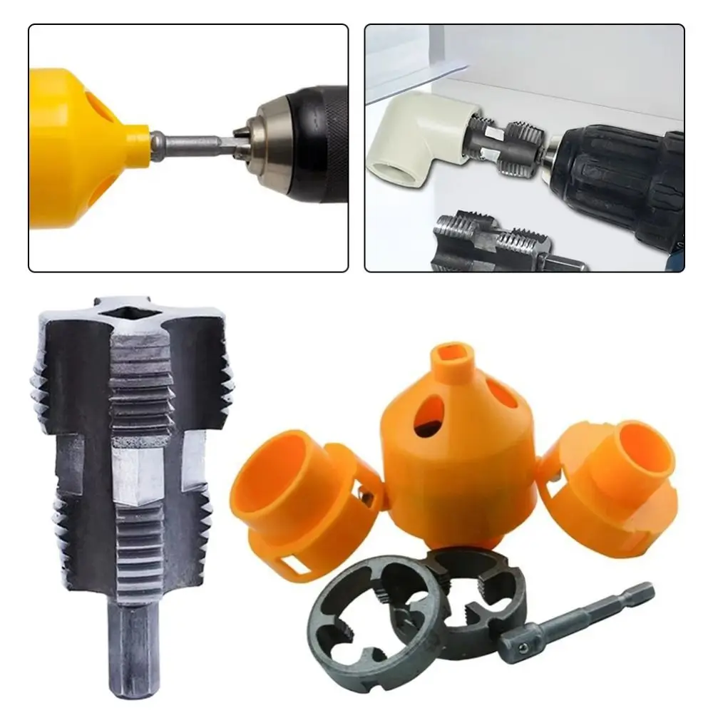 Plastic PVC Pipe Threader Kit Plumbing Durable Electric Hole Opener Versatile Punching Drill Bit Die Kit PPR Water Pipe