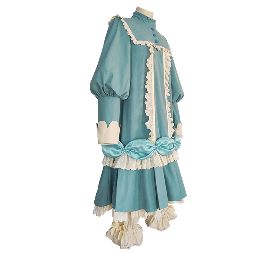 Robe à col roulé bleu Anime Cardcaptor pour filles, costume Cosplay KinomPain, jupe Lolita avec appliques en dentelle, vêtements de fête d'Halloween