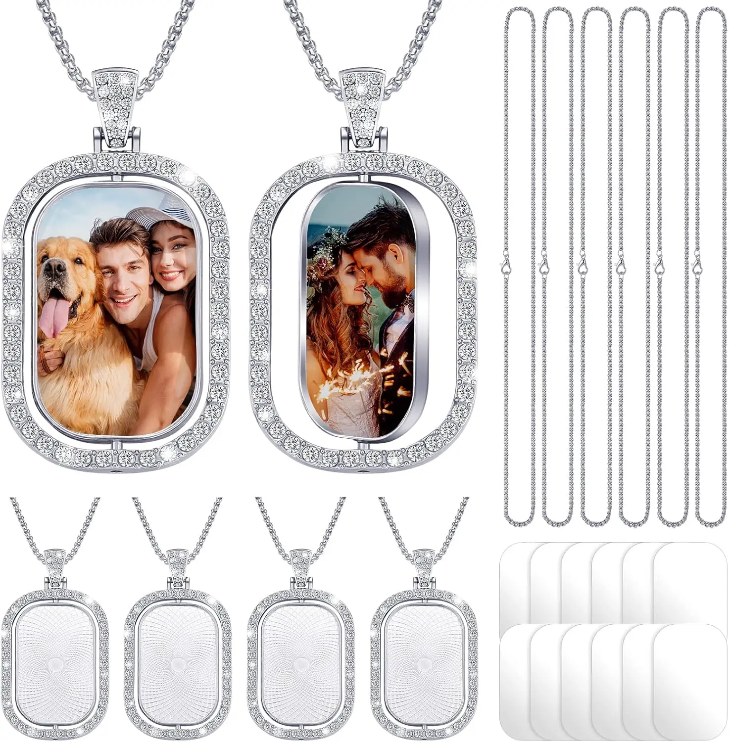Fashion Oval Pendant Necklace Sublimation Blanks Fine Rhinestone Necklace For Heat Transfer Print