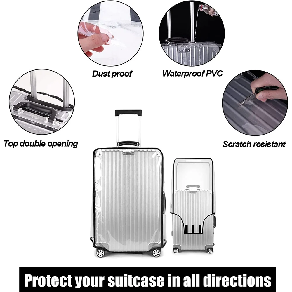 Full Transparent Luggage Protective Cover Waterproof PVC Suitcase for 18-30 Inch Trolley Case Dust Rain Cover Travel Accessories