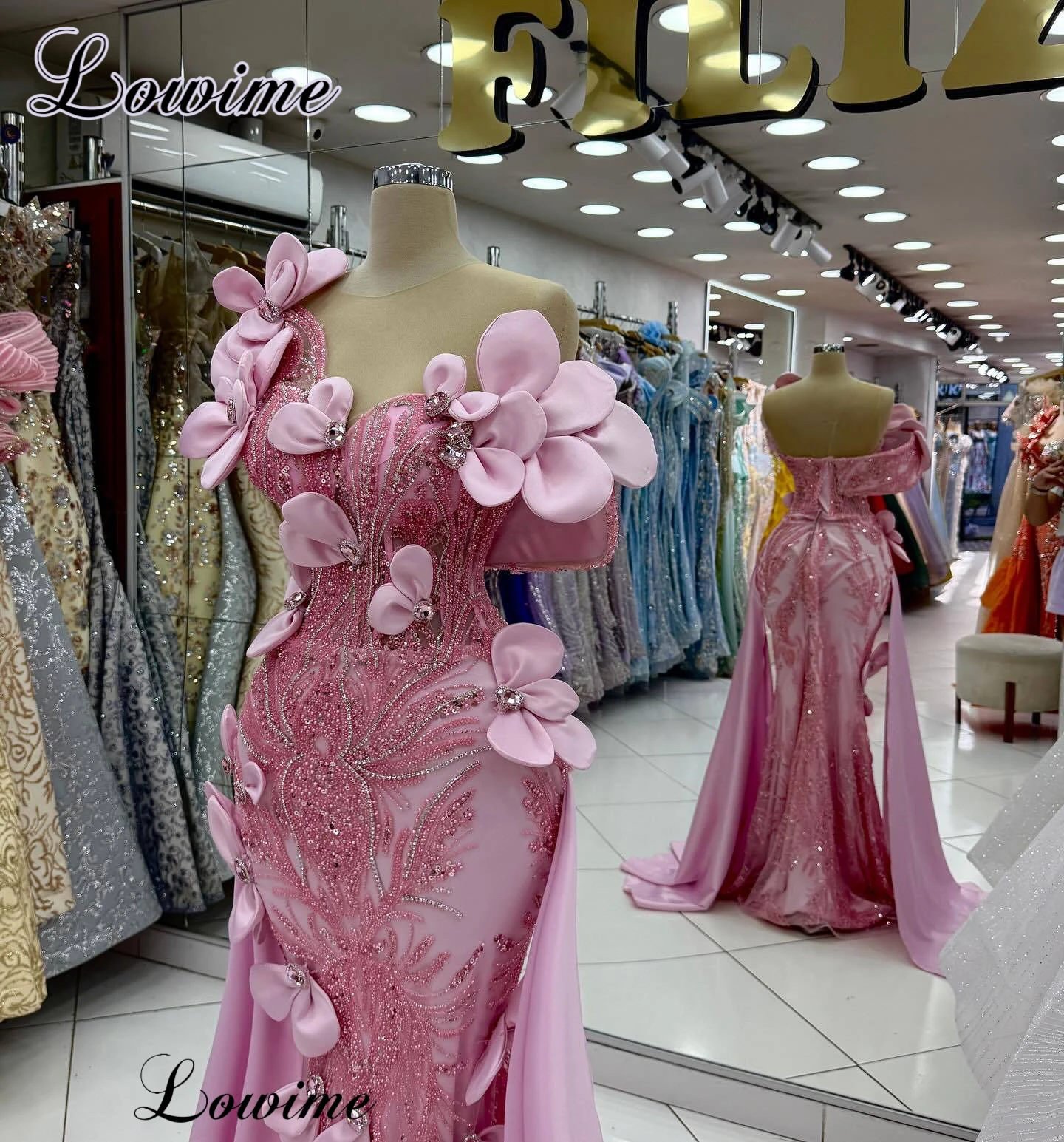 Speciale roze beroemdheidsjurken pure hals zeemeermin rode loper runway jurken fotografie jassen vestidos de gala aangepast