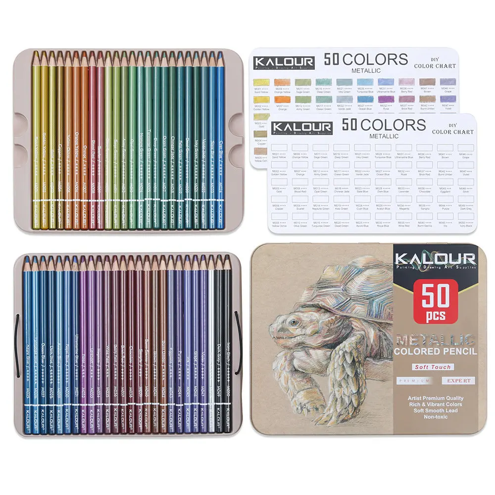 brutfuner 50 cor metalico lapis coloridos oleo madeira macia aquarela lapis para a escola desenhar esboco professional art supplies 01