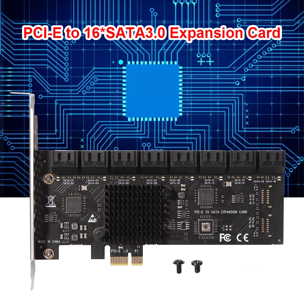 

Expansion Card Port PCIE Expansion Card PCIE Adapter 16 Port 6Gbps PCI-Express X1 to SATA 3.0 Expansion Card