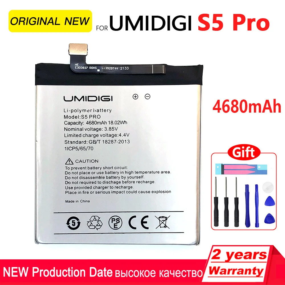 

Genuine Battery Original for UMI Umidigi S5 Pro 4680mAh New Replacement Parts Phone Accessory Accumulators Batteria With Tools