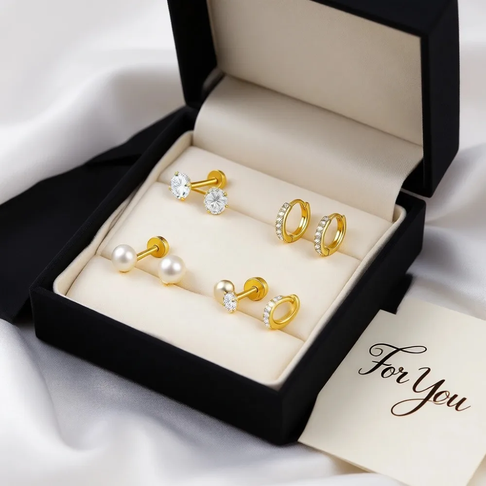 

12 пар серег-гвоздиков с плоской задней частью, из хирургической стали, гипоаллергенные, без никеля, для пирсинга хряща, удобные для сна