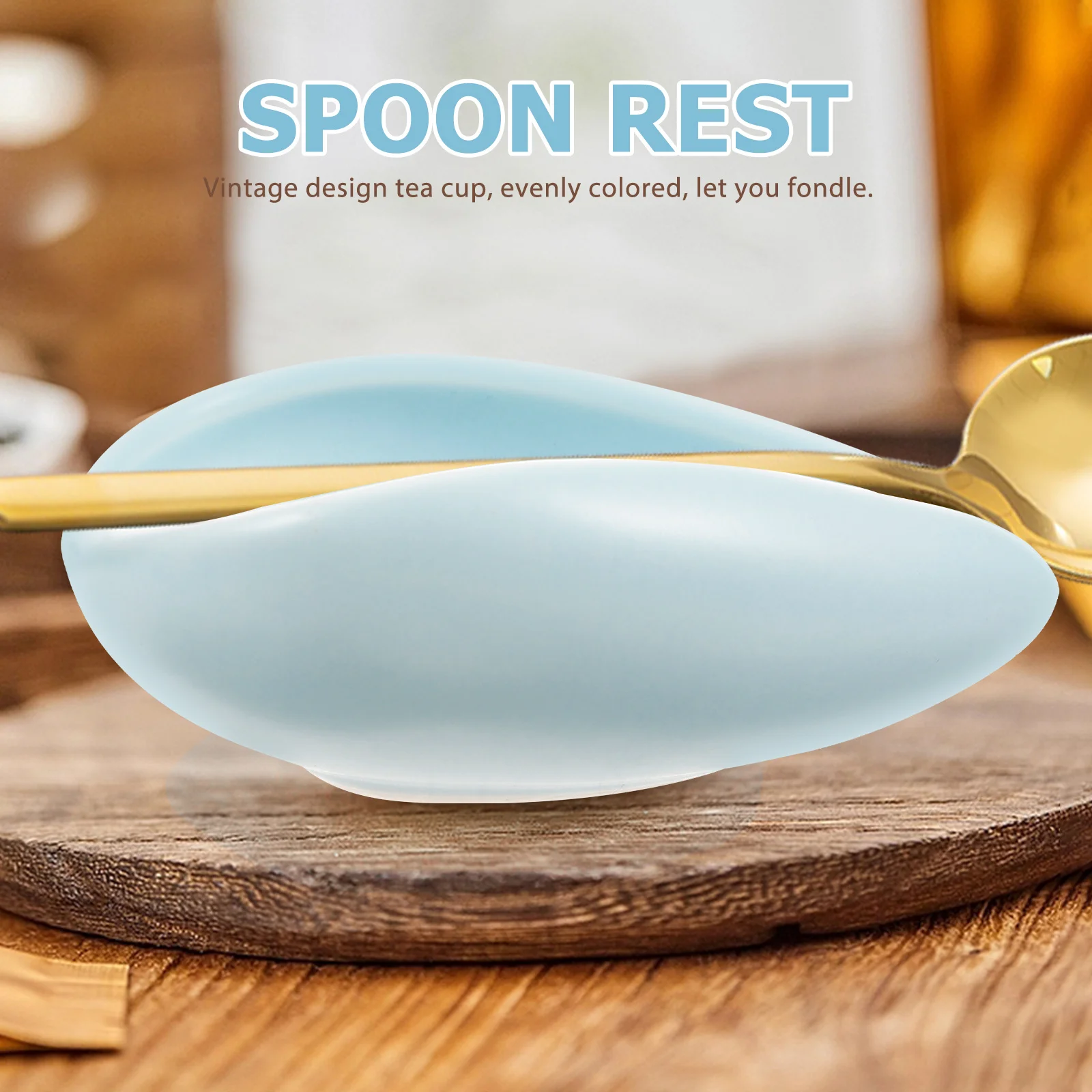 

Blue Ceramic Bean Dish Spoon Rest Thickened For Kitchen Utensil Holder Soup Ladle Fork Chopstick Stand Ceramic Scoop Rest
