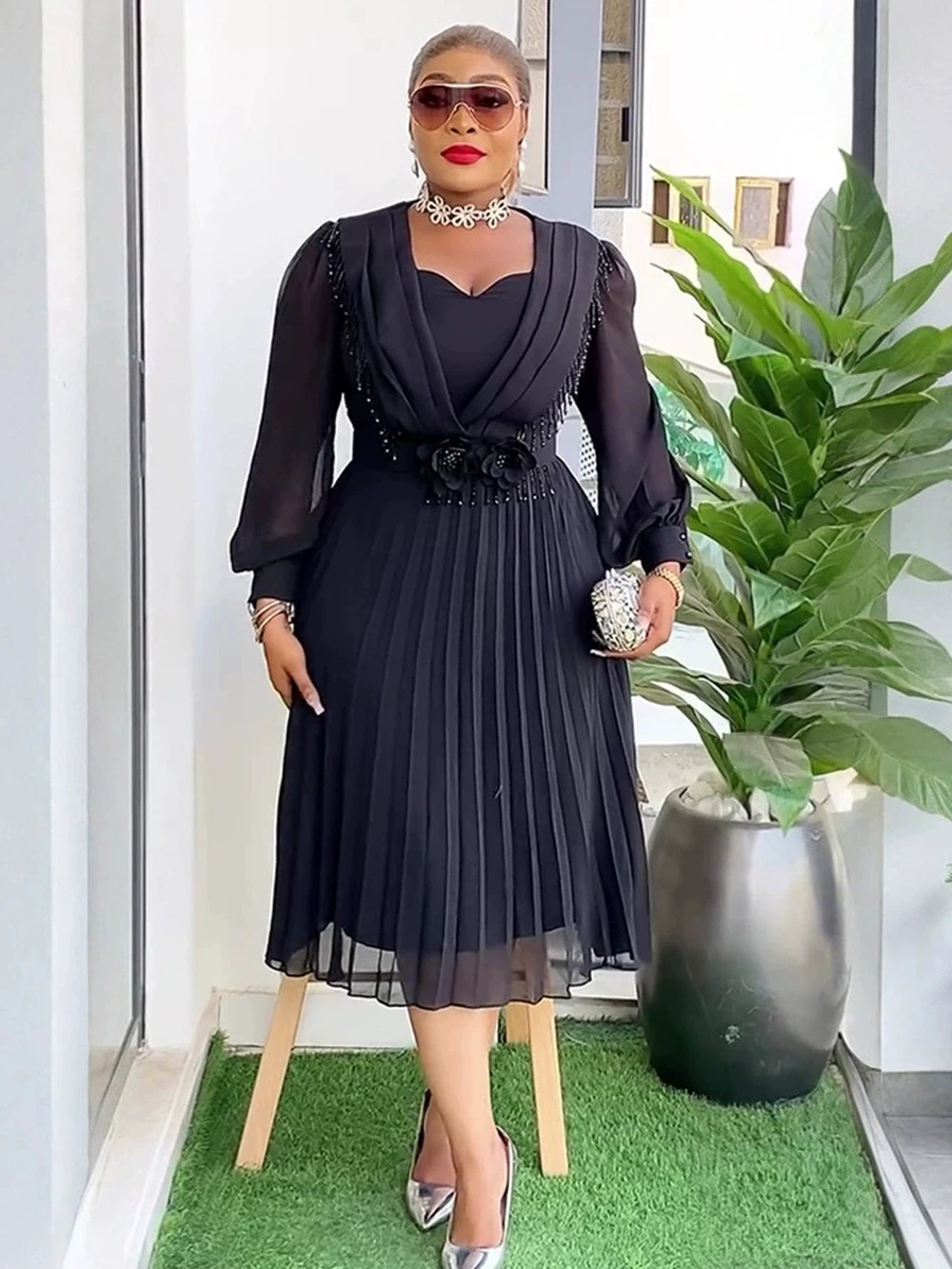 

Африканские платья для женщин, элегантное мусульманское модное платье из полиэстера, абайя, дашики, кафтан, длинное платье миди, турецкая Африка