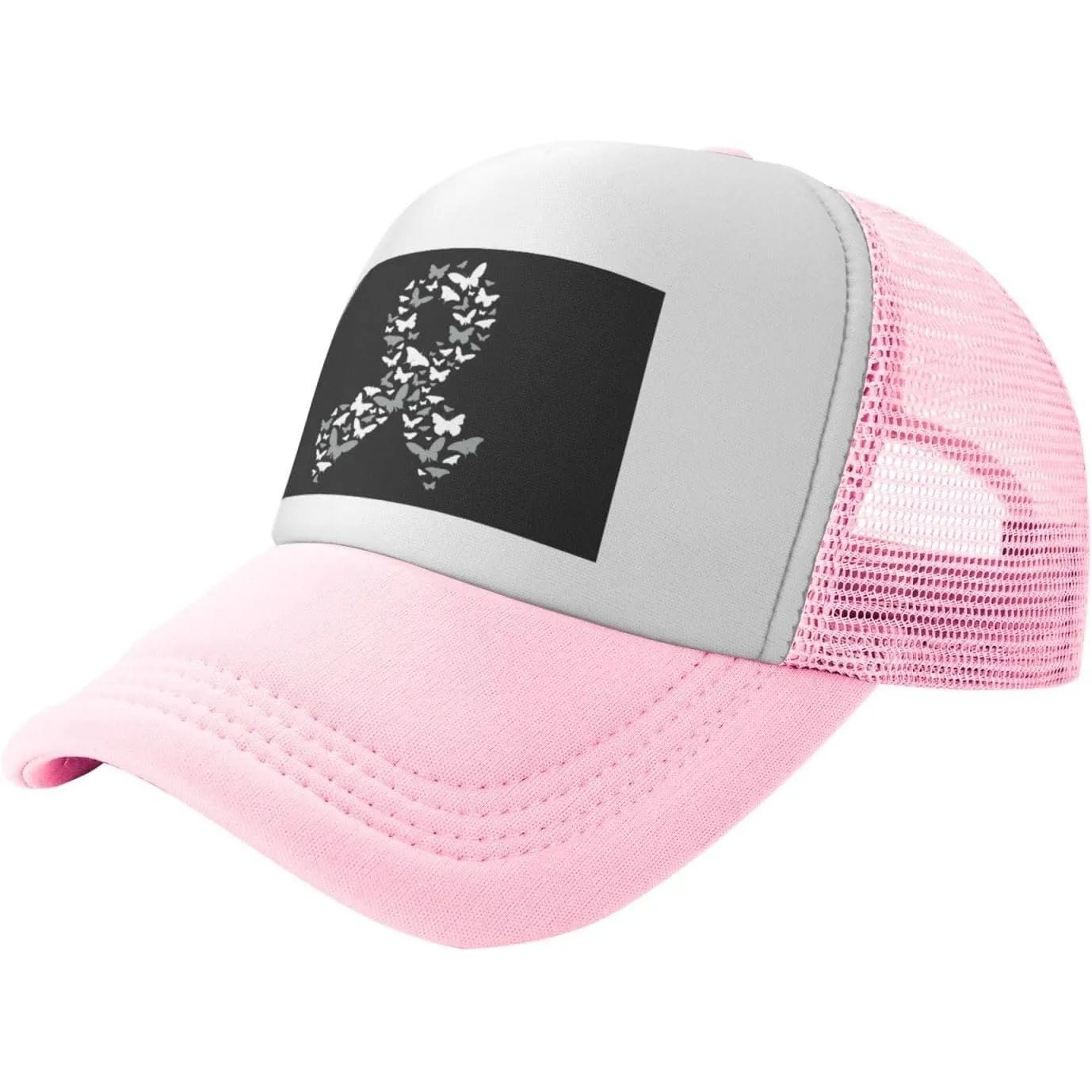 Brain-Cancer-Awareness-Butterfly-Ribbon-Trucker-Hat-Mesh-Snapback-Cap-Unisex-Casual-Outdoor