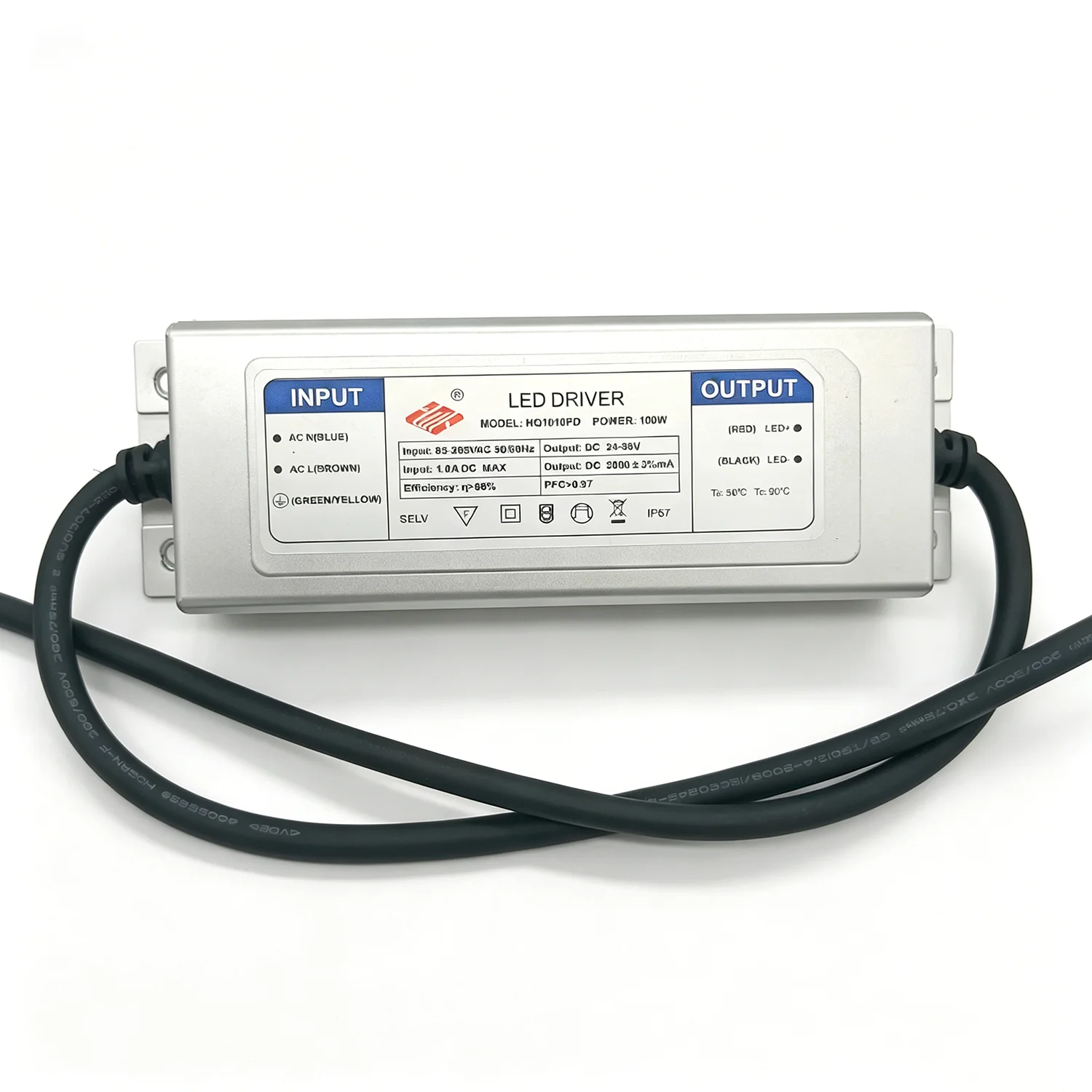 100W Floodlight LED Driver IP67 Waterproof Floodlight Lighting Transformer AC 90V-265V Output DC30-36V 3000mA