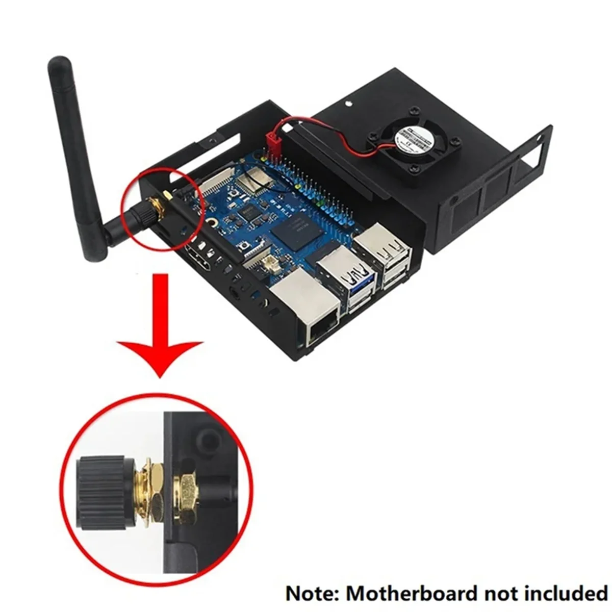 New 3C-For 3B Case , Metal Shell with Fan & Heatsink for 3B 2GB / 4GB / 8GB Easy Install (with Antenna)