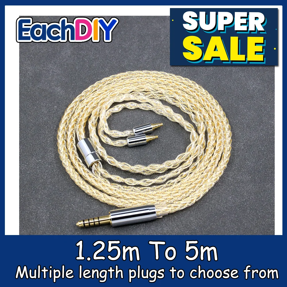 

8 Core 99% 7n Pure Silver 24k Gold Plated Earphone Cable For Sennheiser IE40 Pro IE40pro LN008816