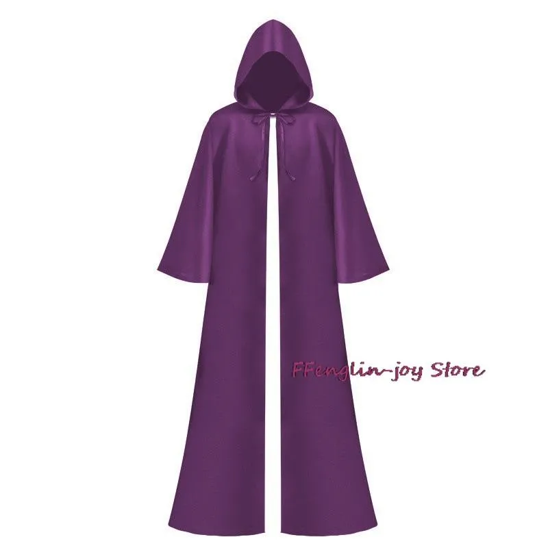 Halloween Medieval Men Women Tunic Hooded Robe Cloak Knight Cosplay Wizard Vampire Robe Cloak Adult Costume Clothing Fullset 202