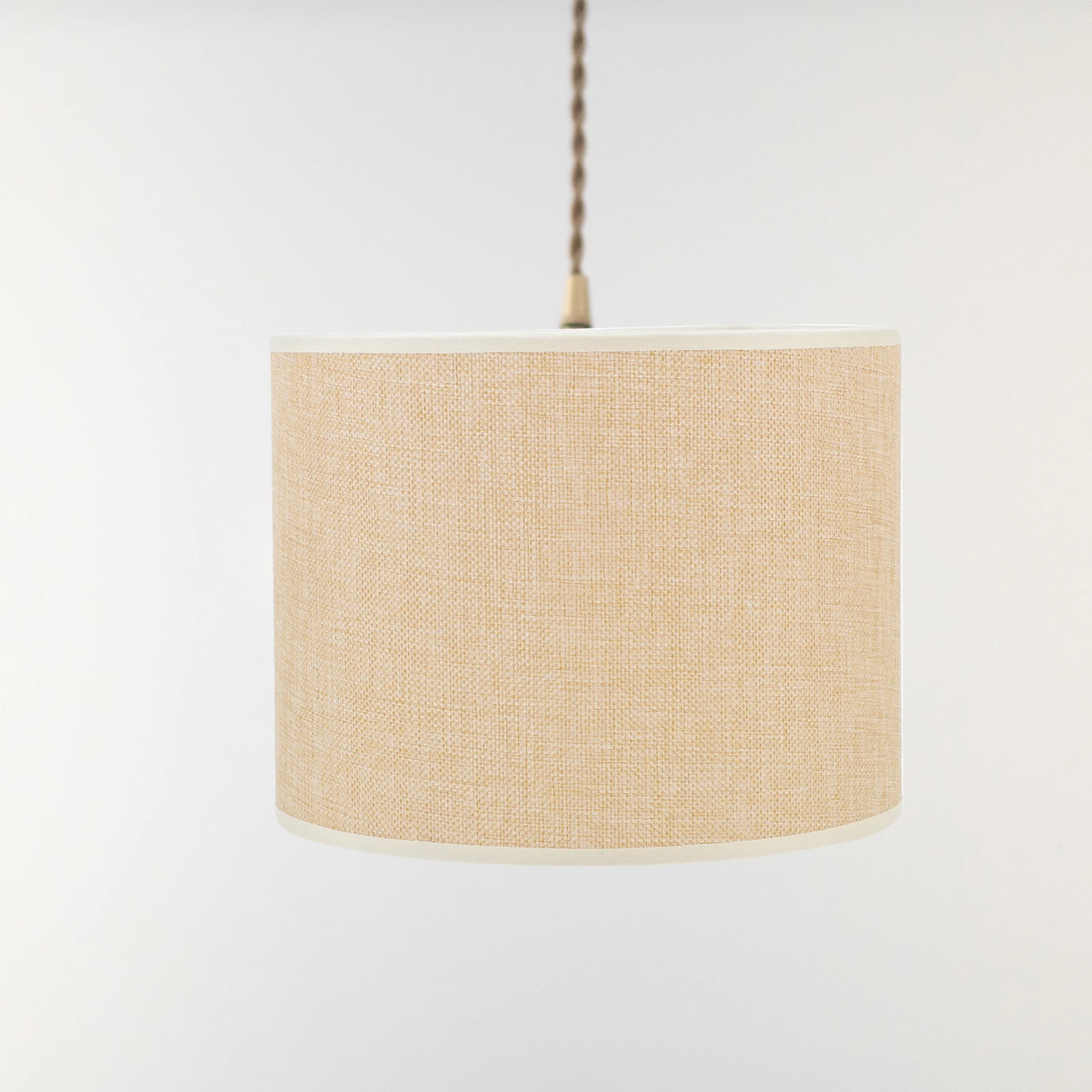 

1pc Beige Cloth Lampshade Drum Vintage Home Decor Table Cover Iron Small Dustproof Soft Light Bedroom Living Room Study Office