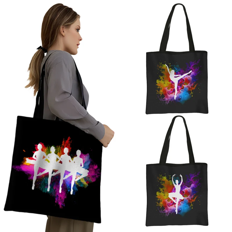 Elegante Ginástica Bolsa de Ombro Colorida para Mulheres, Sacolas de Dança Ballet, Bolsa Portátil, Grande Capacidade, Sacos De Armazenamento, Bolsa De Compras