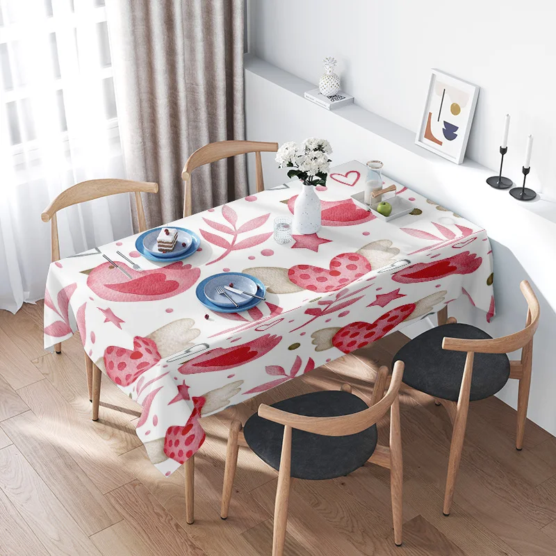 

Pink Red Floral Printed Tablecloth Large Size Dining Cover for Parties Decorations