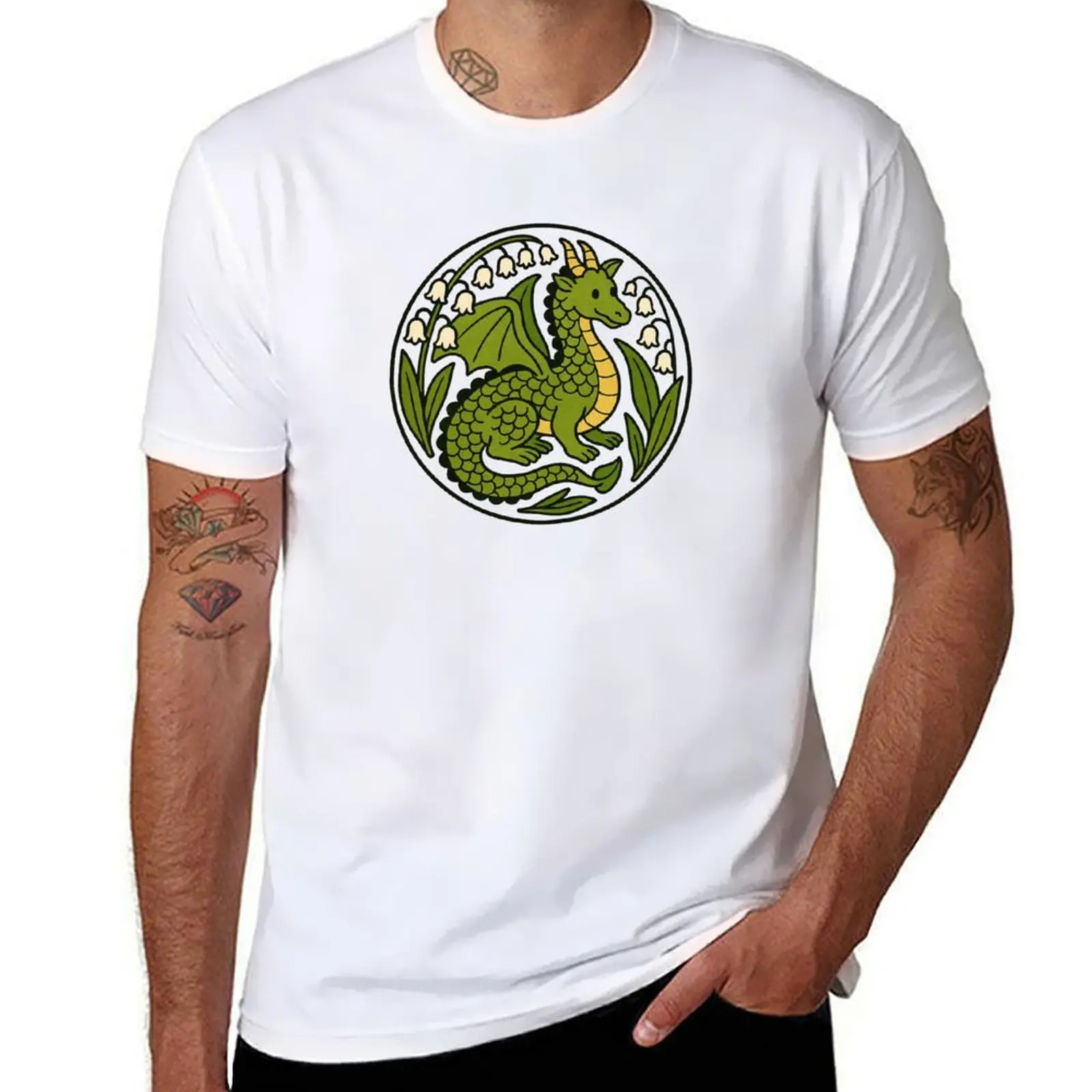 

Cute Green Dragon T-Shirt cotton t shirts man 100% cotton tshirt 100% T-Shirt