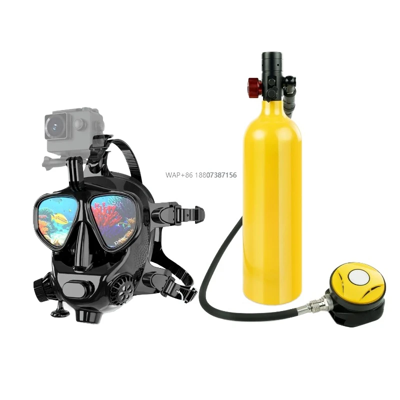 1L scuba tank full face diving mask portable mini lung tank underwater breathing equipment snorkeling rescue equipment
