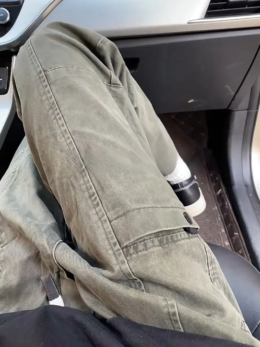 

Ретро-брюки в американском стиле для мужчин, осенне-зимние, утепленные флисом, прямые, повседневные, молодежные, модные