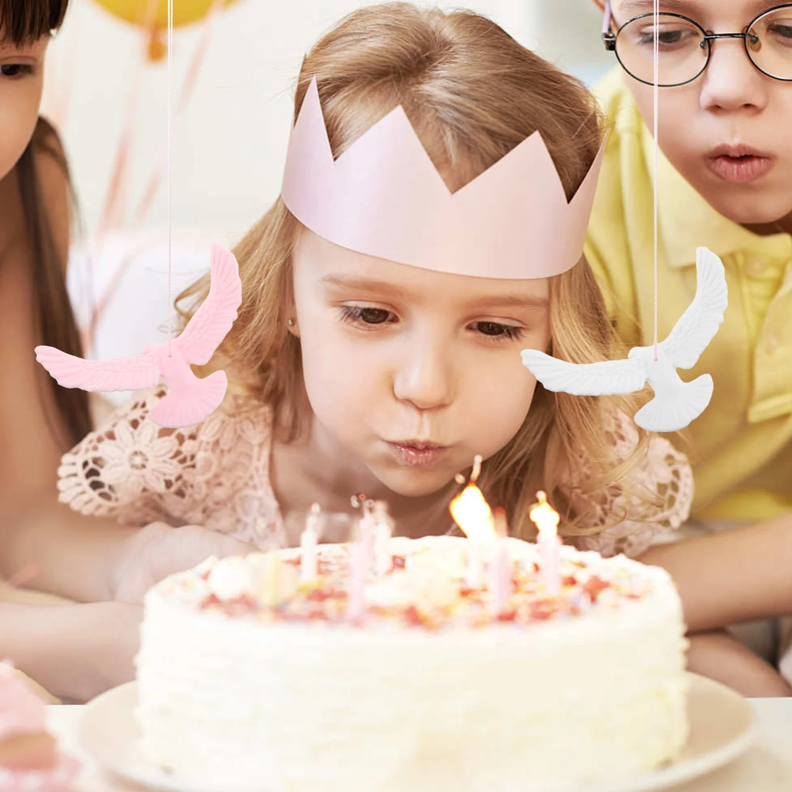 

12Pcs Peace Dove Decorations Plastic Small Hanging Bird Ornaments for Wedding Cake Craft Supplies Party Decor Peace Accents