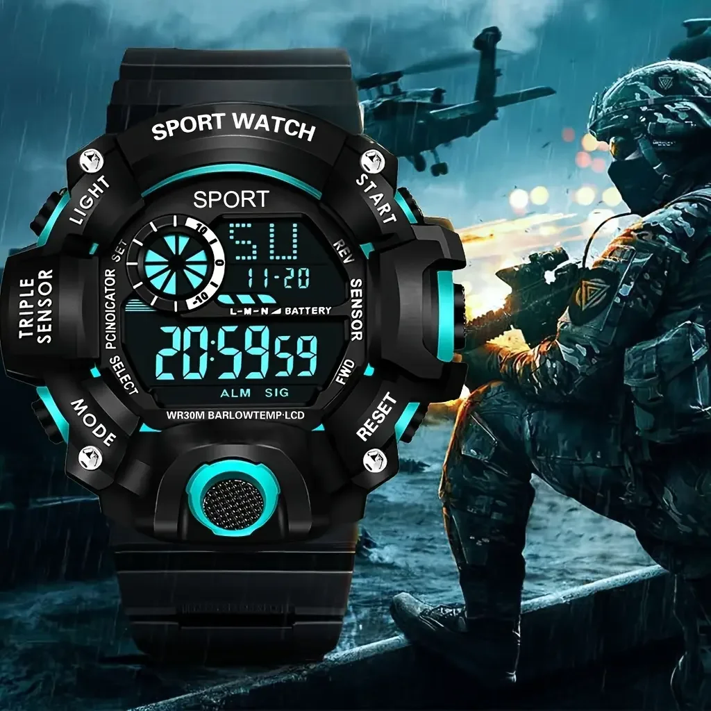 Style Boys Sports Watches Dual Display Digital Led Electronic Quartz Wristwatches For Kids