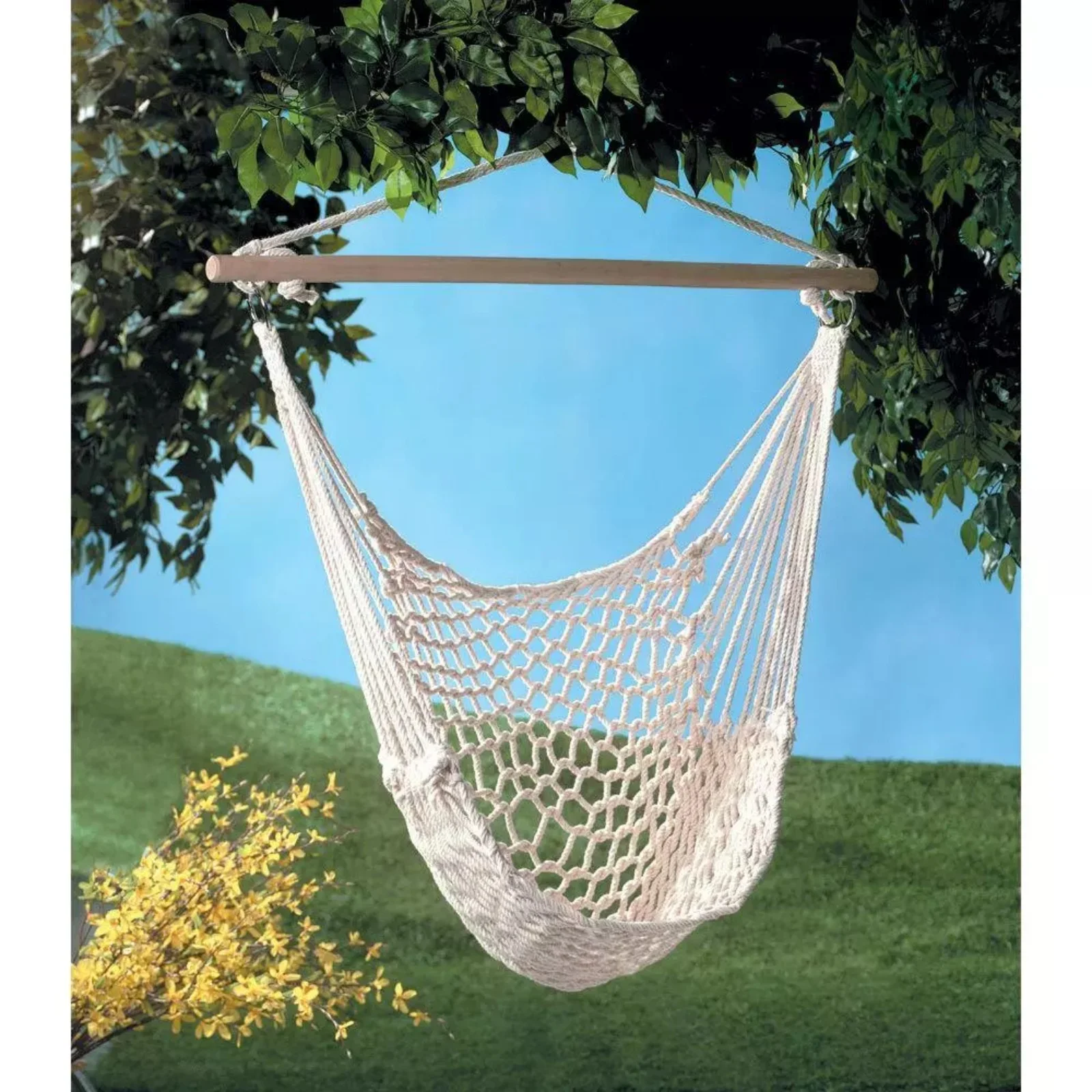 

Hanging Swing Chair Weave Rope Hammock Outdoor Porch Yard Tree Cotton Polyester