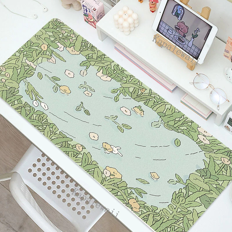 Large Green Plant Mouse Pad Gaming Mousepad XXL Mause Pad Gamer Accessories Mouse Carpet PC Desk Mat 90x40 Long Kawaii Mousepads