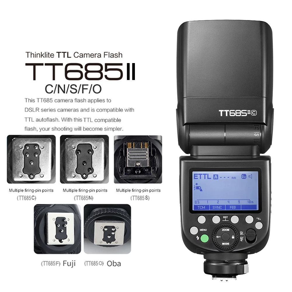 فلاش كاميرا Godox TT685II TTL HSS TT685IIC TT685IIN TT685IIS نظام X لاسلكي مدمج 2.4G لكاميرات Canon Nikon Sony Fuji Olympus
