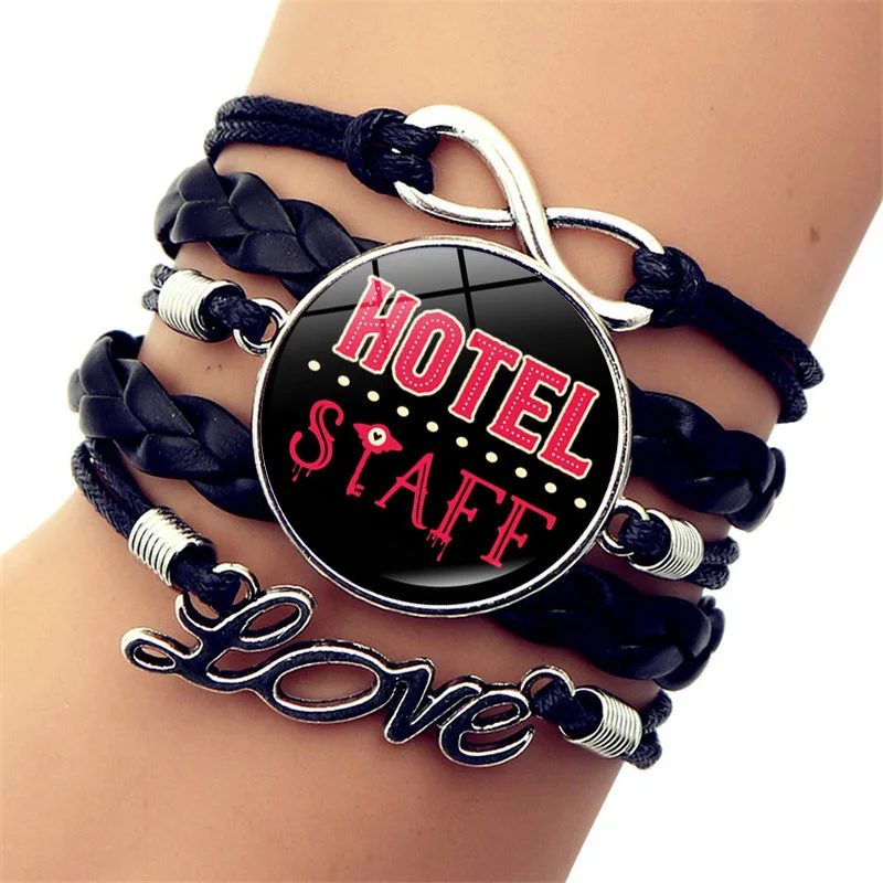 Bracciale in pelle Pu Hazbin Hotel da 17 cm Bracciale con pietre preziose di animazione Accessori per gioielli regolabili alla moda Decorazione