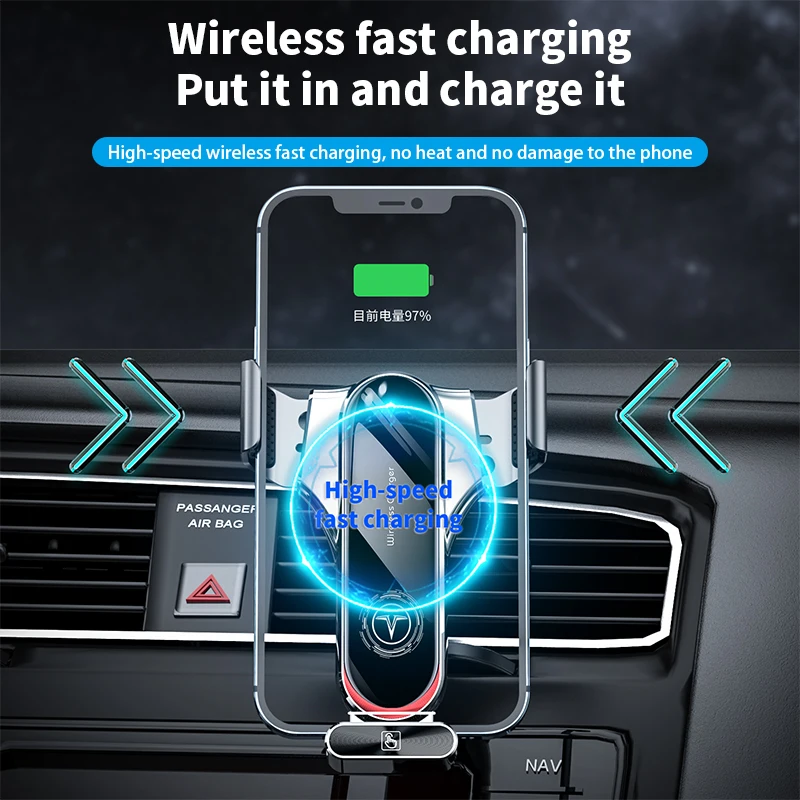 Automatic Alignment Car Phone Holder Wireless Charger  360° Rotateion Adjustable Viewing Angle Mobile Phone Holders