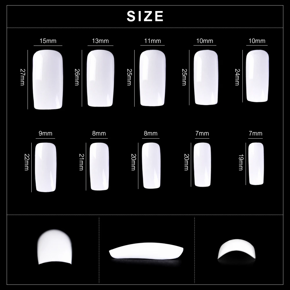 500Pcs False Nail Tips Press on Fingernail Tips Square Ballerina Full Cover Sculpted Soft Gel Polish Design Manicure DIY Tools