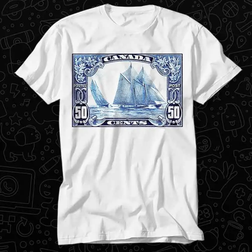 1929 Canada Schooner Bluenose Postage Stamp T Shirt Best Seller Top Adult Music Movie OZ508