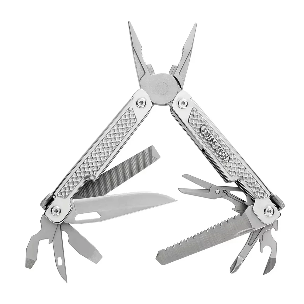 SWISS TECH 15 w 1 Multitool składane szczypce wielofunkcyjne narzędzie EDC scyzoryk nożyczki Camping Outdoor narzędzia do naprawy
