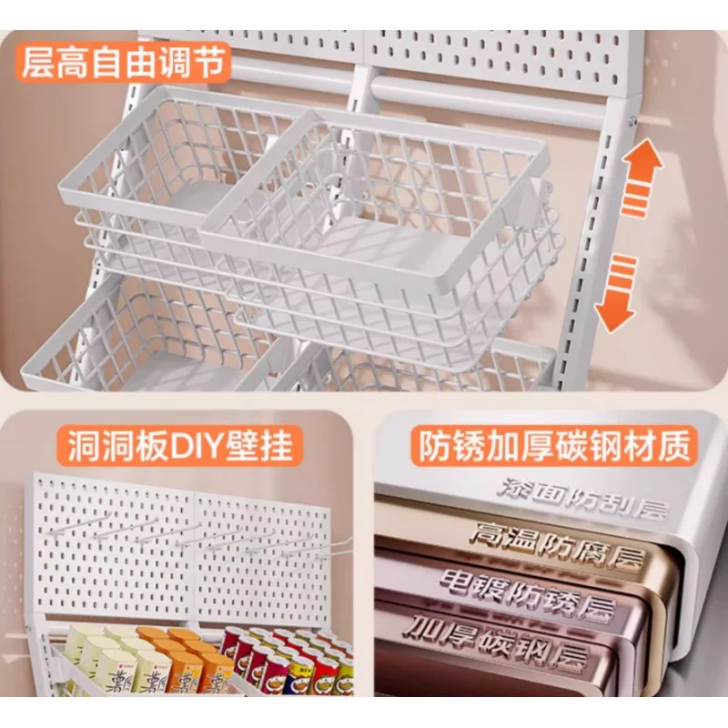 custom.Modern Metal Floating Grocery Store Supermarket Snack Vegetable Fruit Display Rack with Easy Assembly