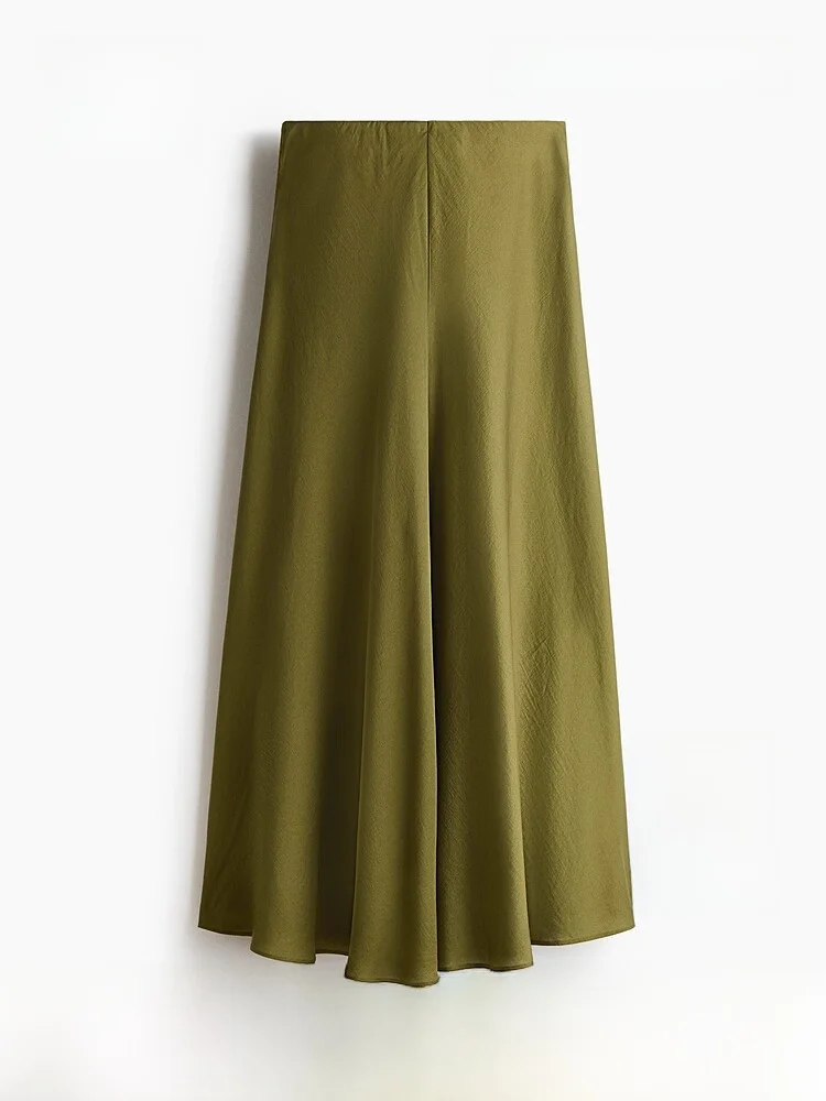 

Summer New Women's Satin Halflinger Skirt A-Line High Waist Loose Fit Polyester Fiber Fashionable Ladies' Skirts