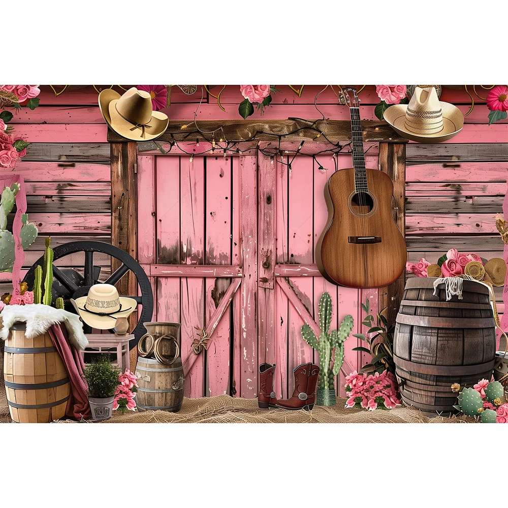 Western Cowboy Backdrop Custom Wild West Farm Background Wooden Door Haystack kids Birthday Party Photography Studio Props