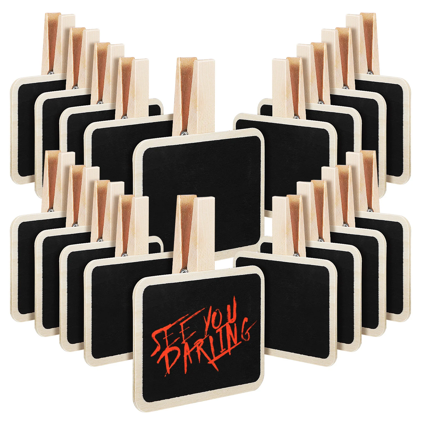 20 шт. мини-вывески для классной доски, маленькая доска, деревянные зажимы для фотографий, этикетки для еды для вечеринки, шведского стола, бирки для товаров, доска для заметок, квадратная