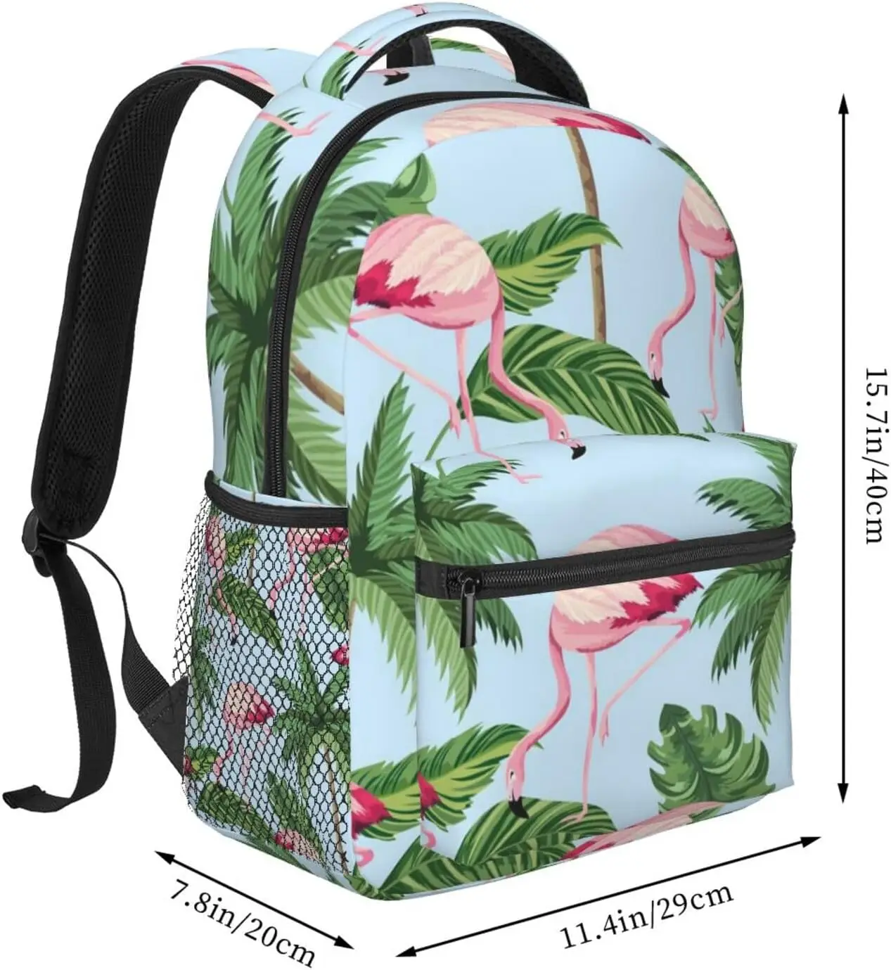 Tropical Flamingos Print Backpack Laptop Bag Cute Lightweight Casual Daypack For Men Women