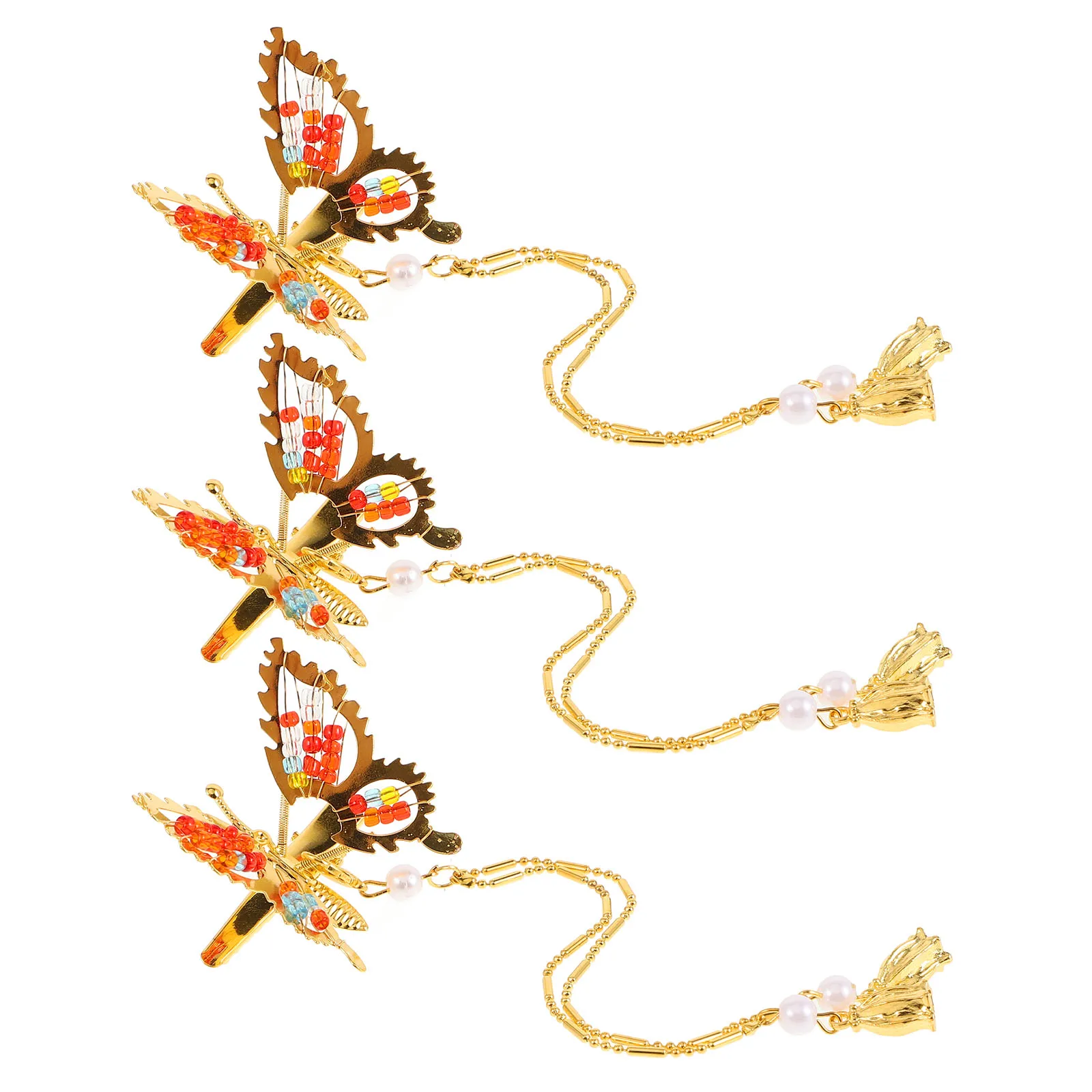 

3 Pcs Hair Clip Metal Hairpin Flower Tassels Clamp Headgear Butterfly Style Barrette Clips for Women Wedding Girl