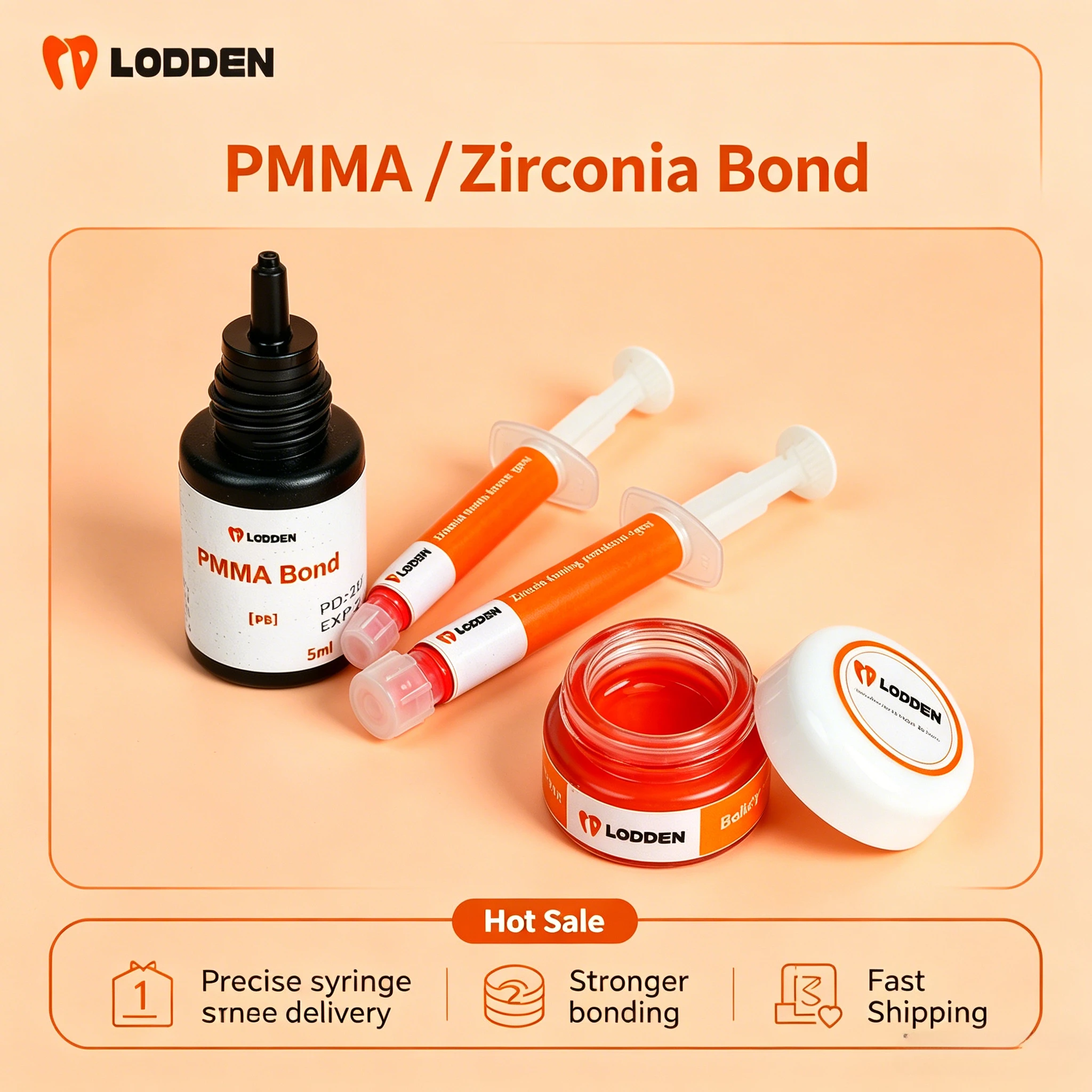 

Lodden PMMA Zirconia Bonding Agent High Adhesion Pretreatment Liquid for Dental Veneers Crown Bridge Universal Zirconia Adhesive