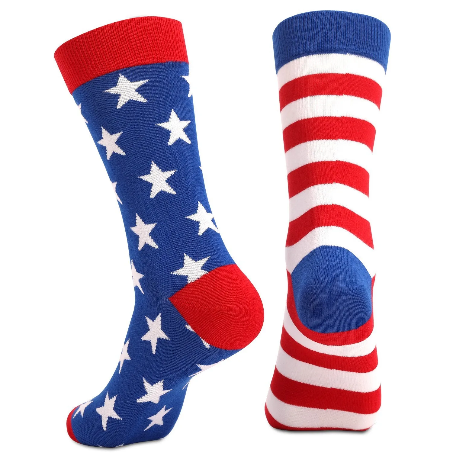 2 Pair of Fashionable American Flag Striped Star Patterned Men's Socks Comfortable and Breathable Outdoor Sports Couple Socks