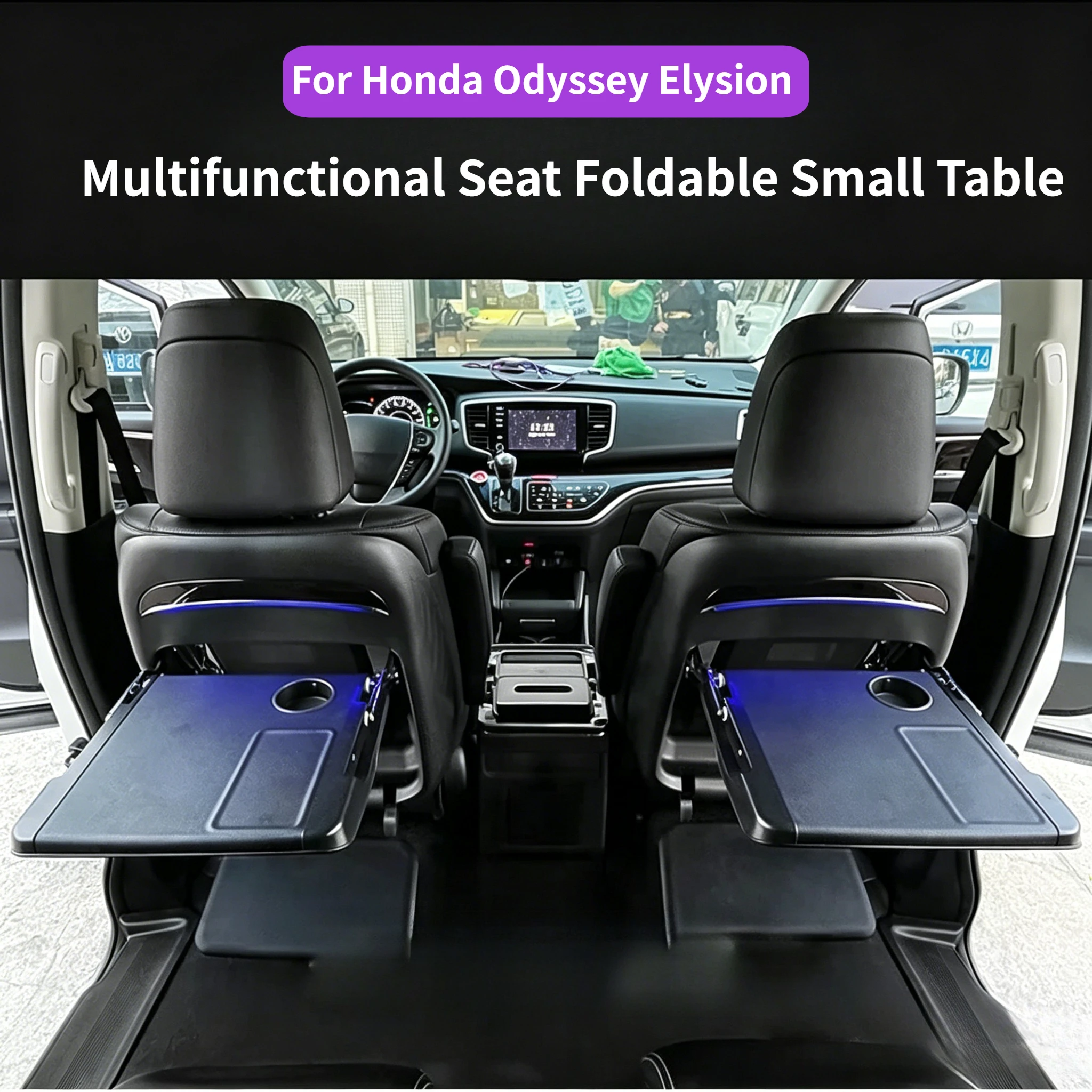 For Honda Odyssey Elysion 2015-2025 Car Seat Back Foldable Small Table with Footrest Wireless Charging Laptop Desk Accessories