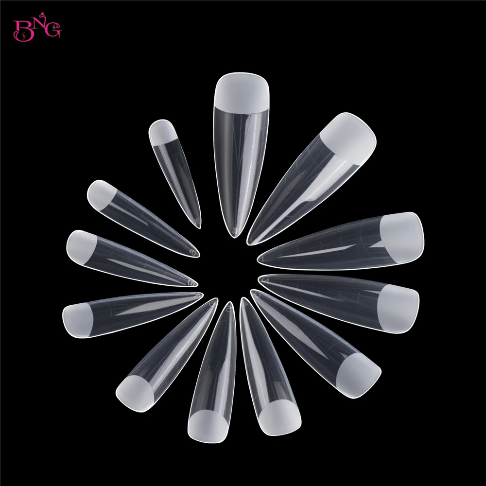 BNG 120Pcs French Dual Nail Forms Stiletto Curved Nail Molds for Nail Poly Extension Gel Builder Gel Acrylic Nail Tips Reusable