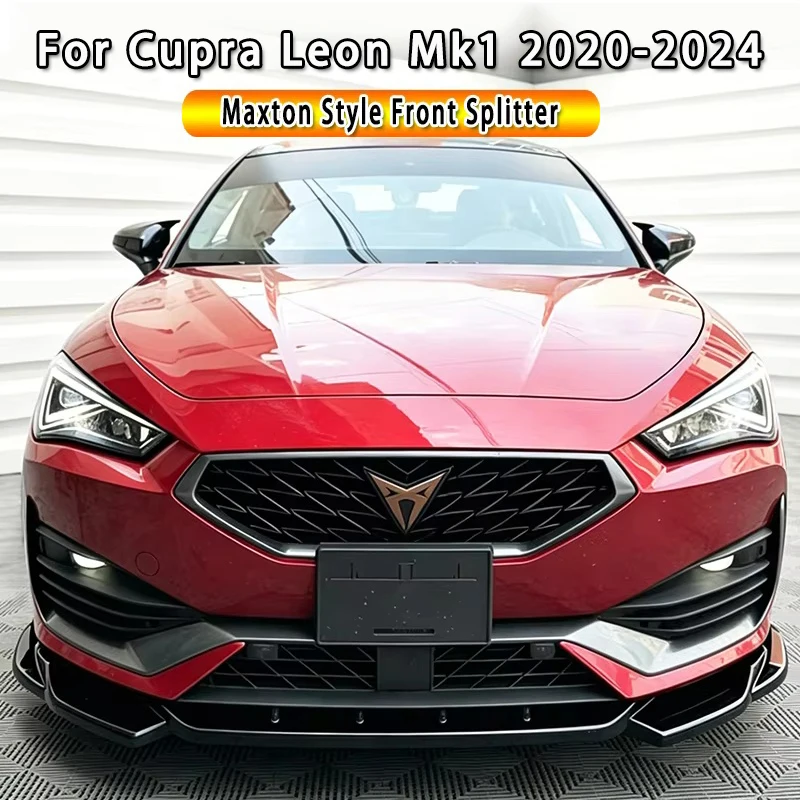 

Maxton Style Front Splitter for Cupra Leon Mk1 2020-2024 Car Front Bumper Lip Chin Spoiler Splitter Front Lip Canards Bodykit