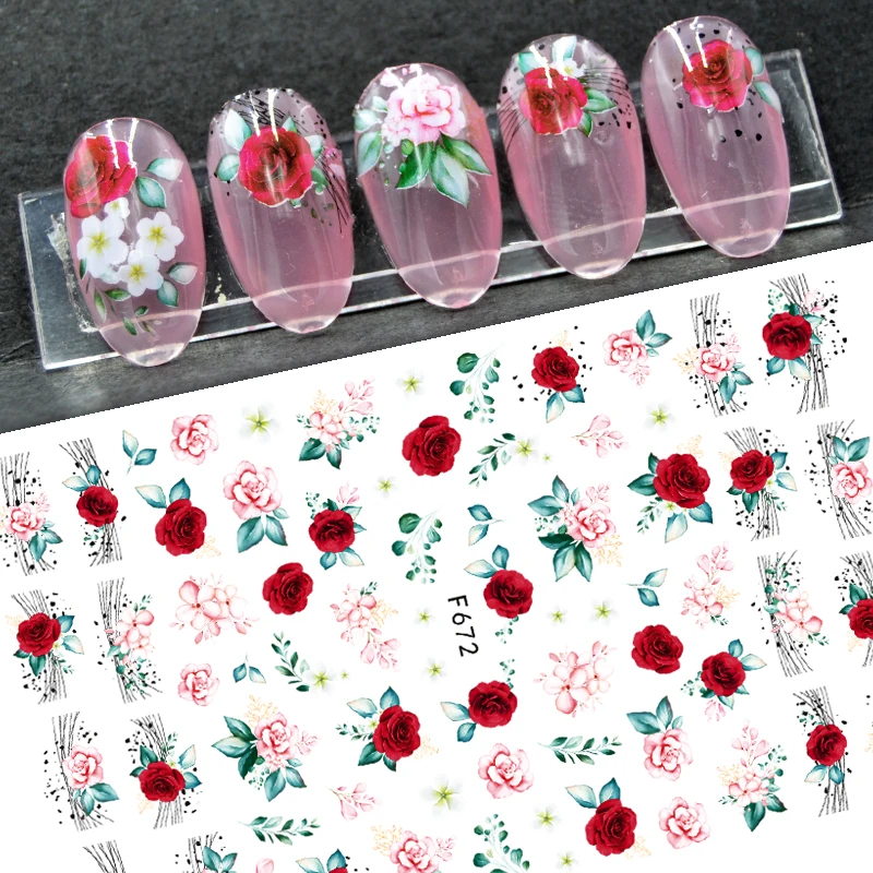 1Pcs Four-Leaf Clover St. Patrick's Day Stickers 8X10CM Cute Lucky Clover Nail Art Decal 3D Adhesived Four-Leaf Clover Slider