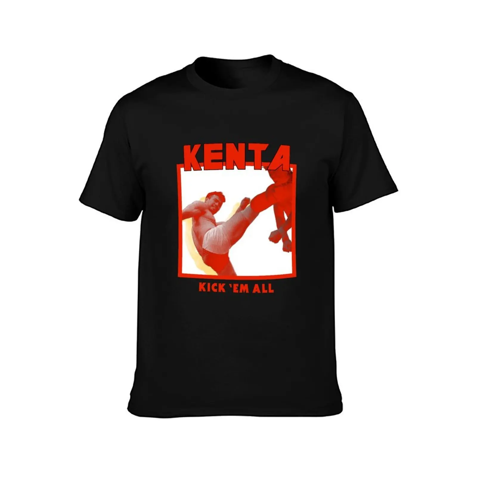 KENTA - Kick 'Em All T-Shirt, Summer Casual Cotton Tee, Oversized Streetwear Tops, Vintage Graphic Print, Loose Fit Short Sleeve